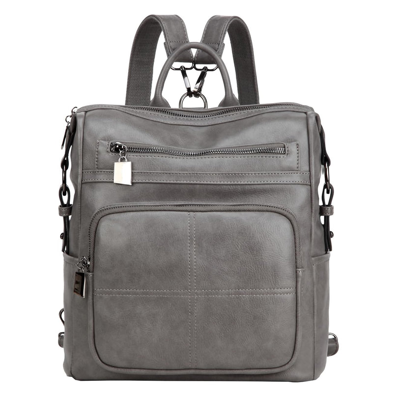 VASCHY Backpack Purse for Women,Fashion Convertible Vegan Leather Shoulder Bags Handbags for Work/Travel/Ladies/College Gray