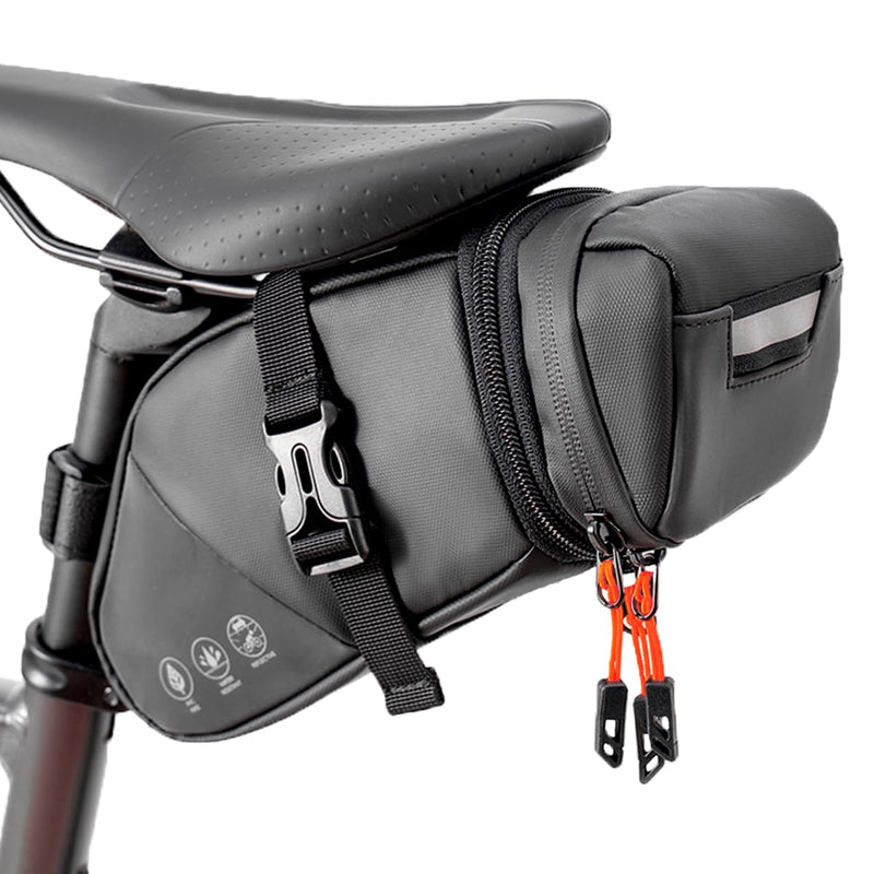 Danuosie Bike Seat Bag, Expandable Bicycle Saddle Bag Under Seat, Waterproof Cycling Seat Pack for Mountain Road Bikes and Commuter, 1.5-2L