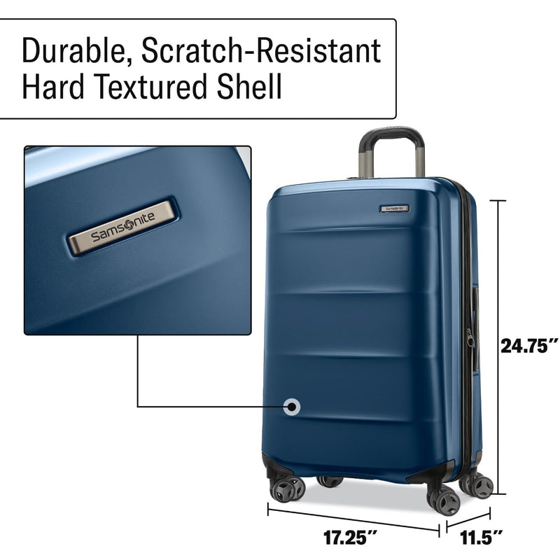 Samsonite Octiv Hardside Expandable Luggage with Spinner Wheels, Blue Denim, Checked Medium Spinner