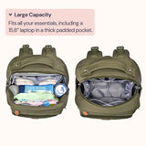 BabbleRoo Diaper Bag Backpack - Travel Large Baby Diaper Bag with Changing pad, Waterproof Baby Bags for Mom & Dad, Unisex Bags with Pacifier Case, Luggage Strap & Stroller Clips– Army Green
