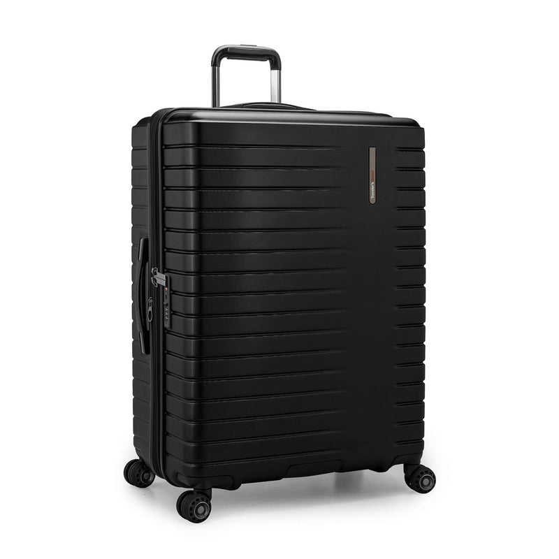 Traveler's Choice Archer Polycarbonate Hardside Spinner Luggage Set, Tie Down Straps, Black, Checked 29-Inch