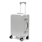 UrbanExplorer 20 Inch Carry On Luggage Aluminum Frame Airline Approved, Zipperless Luggage Carry On TSA Approved ABS+PC Hard Shell Suitcases, Lightweight Carry-On Suitcase with Cup Holder, Sliver