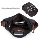 AUGUR Messenger Bag,Casual Shoulder Sling Bag Canvas Satchel Bag Crossbody Bags for Men Work Office Laptop Bag fit 13 inch - Black