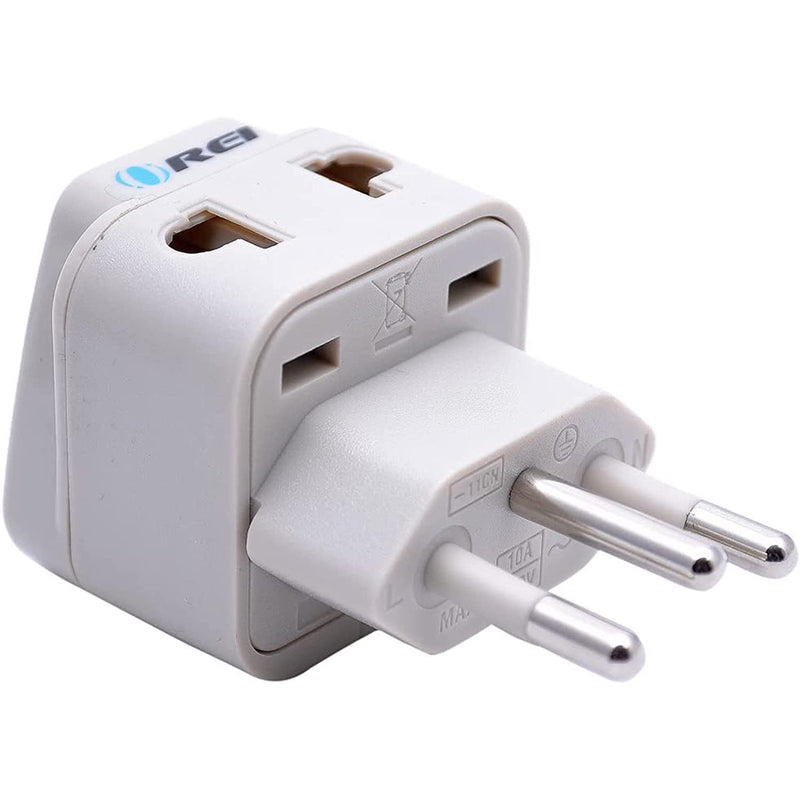 OREI US to Brazil Plug Adapter - Type N Travel Adapter for Brazil - Universal 2 in 1 - CE Certified - RoHS Compliant - White (DB-11C)