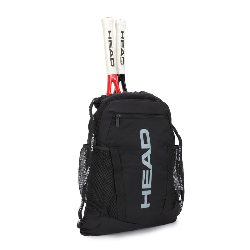 HEAD Waterproof Gym Sackpack for Sport with 2 Zipper Pockets, Large Drawstring Backpacks for Men with Side Pockets for Water Bottle