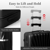 AAIVV Luggage 4 Piece Set Suitcase with TSA, Airline-Approved Hard Shell Expandable Double Spinner Rolling Wheels Suitcases for Lightweight Travel (Black, 28in26in20in13in)