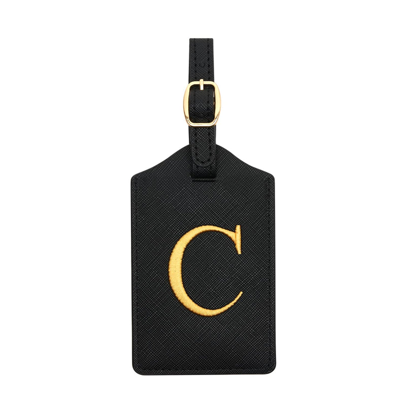 Luggage Tag PU Leather for Suitcase Baggage Handbag Travel Bag Label Suitcase Tag Label Tag w. Name Card & Privacy Cover (C)