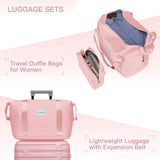 Clyrava Pink 6 Piece Luggage Set Hard Shell - Expandable Suitcases with Spinner Wheels and Duffel Bags for Family Travel, Durable Carry On Luggage Sets with Lock for Women and Girls