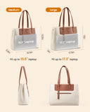 LOVEVOOK Laptop Tote Bag for Women 15.6 Inch, Water-Resistant Work Tote Bag Large Capacity Computer Bag Briefcase Handbag for Office Business Travel Teacher Nurse, Nylon & PU, Brown