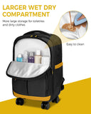 MATEIN Rolling Backpack with 4 Spinner Wheels, 17 Inch Backpack on Wheels with Shoulder Straps, Water Resistant Rolling Computer Bag Carry On Luggage, Business Travel Roller Laptop Bag for Women Men