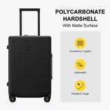 LEVEL8 Elegance Matte Luggage Set, 20 Inch Carry-on Luggage, 24&28 Large Suitcase Lightweight Hardside Suitcases with Wheels,Tsa Lock,3-Piece Set(20/24/28), Black