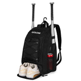 Goloni 40L Baseball Bag, Softball Bat Bag with Shoes Compartment,Fence Hook,Backpack for Baseball, T-Ball & Softball Equipment & Gear,Black