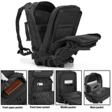 QT&QY 45L Military Tactical Backpacks Molle Army Assault Pack 3 Day Bug Out Bag Hiking Treeking Rucksack black