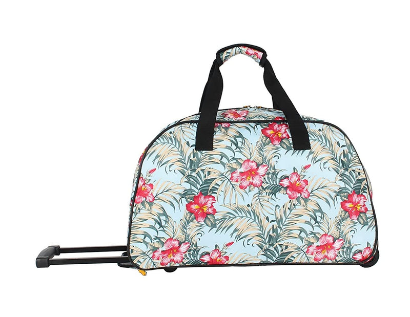 Lucas Designer Carry On Luggage Collection - Lightweight Pattern 22 Inch Duffel Bag- Weekender Overnight Business Travel Suitcase with 2- Rolling Wheels (OCEAN, 22in)