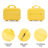 Luccalily 2 Pcs ABS Spinner Luggage Set - 14" Cosmetic Case & 20" Carry-On with Combination Lock, Front Opening Design, Yellow