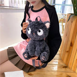 Plush Backpack for Teens Stuffed Animal Cat Bag Soft Fuzzy Kitty Design Compact Daily Use