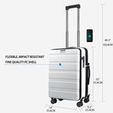 KROSER Carry On Luggage with Spinner Wheels & Built-in TSA Lock, Expandable Top Opening Hard Shell Suitcase Large Capacity Durable Rolling Luggage with USB Port, Carry-On 20-Inch, White