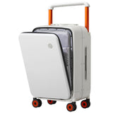 mixi Carry On Luggage Wide Handle Luxury Design Rolling Travel Suitcase PC Hardside with Aluminum Frame Hollow Spinner Wheels, with Cover, 20 inch, Smoke White