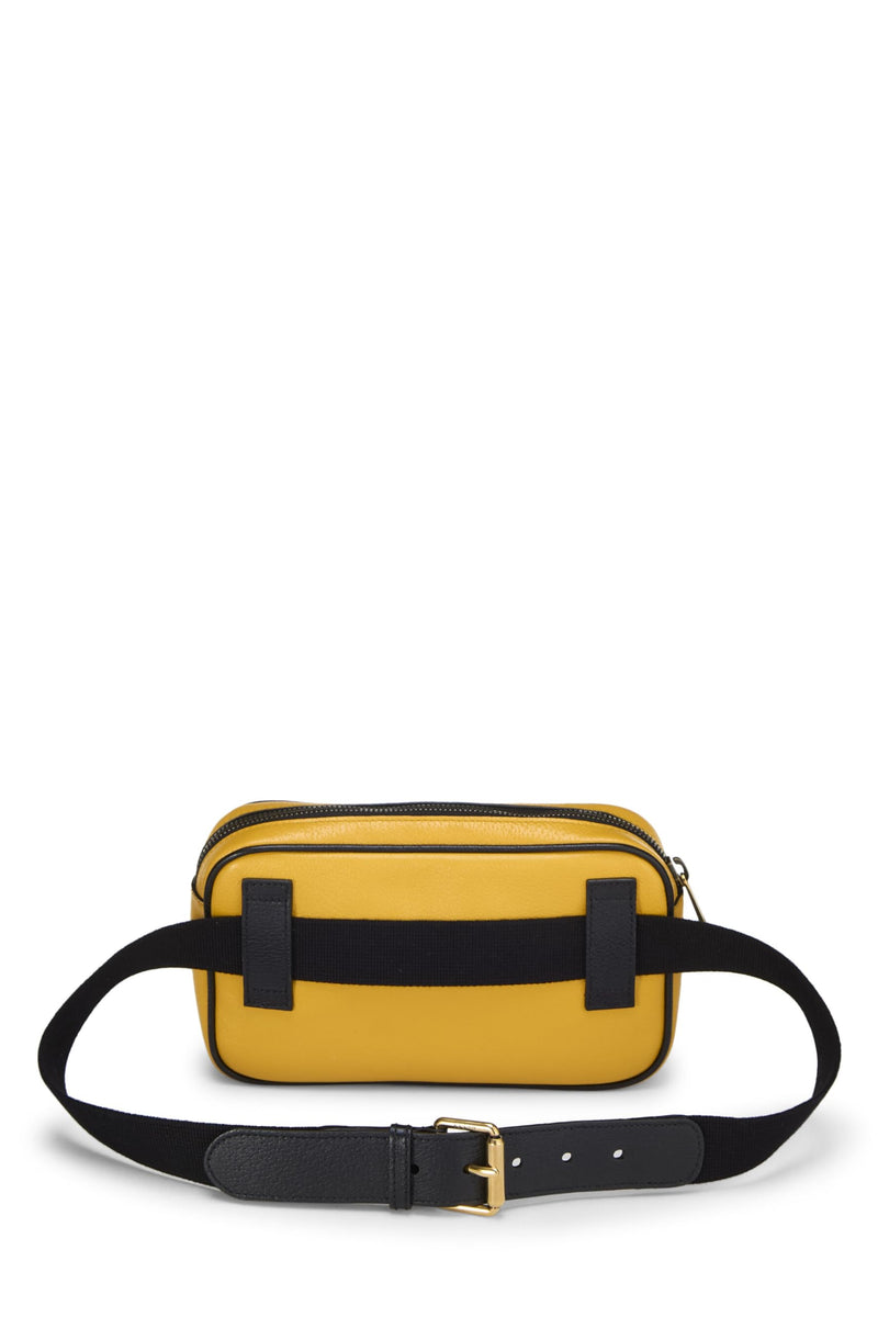 Gucci, Pre-loved Yellow Leather "Music Is Mine" Belt Bag, Yellow
