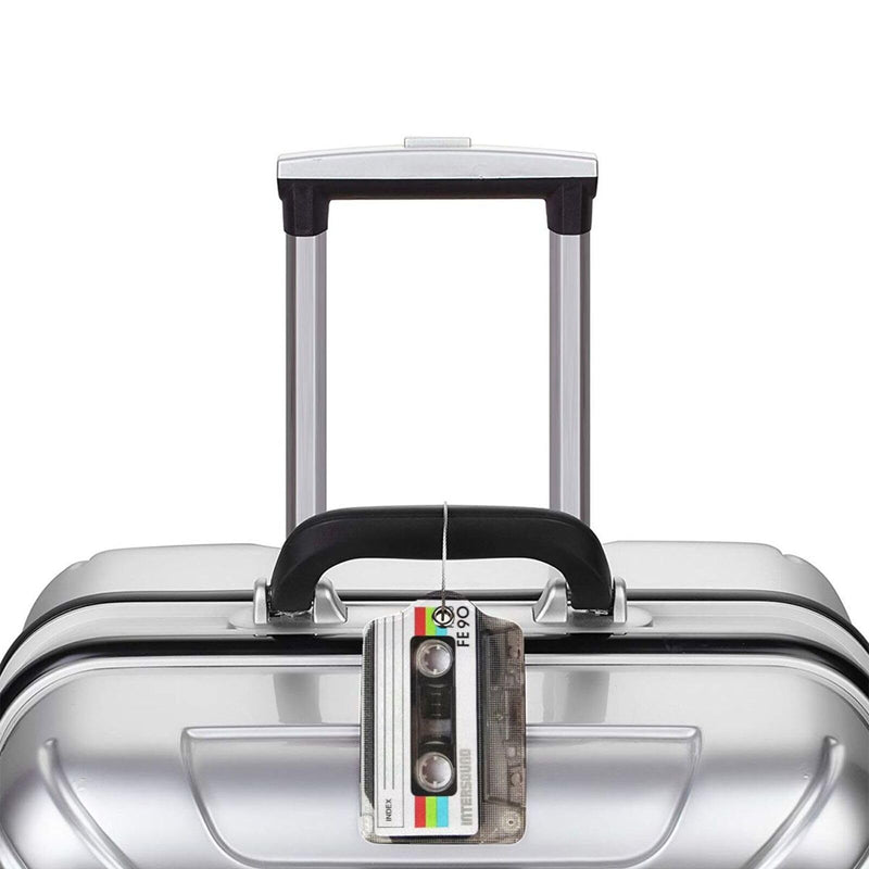 GACCAP 2 Pack Luggage Tags for Suitcase, Privacy Cover ID Label with Stainless Steel and Address Card for Travel Bag Backpack Cruise Ship Essentials Tag Women Men - Retro Cassette Tape
