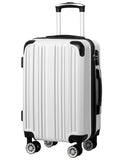 Coolife Luggage, Suitcase with Durable and Lightweight, Checked Luggage with PC+ABS Hardshell, Dual Spinner Wheels, TSA Lock, and YKK Zipper (white grid new, M(24in))