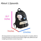 Vivixilan Cute Backpack with a Plush Pendant, Stylish Multi-pocket Bookbag with Anti-theft Design for New Semester Gifts (black)