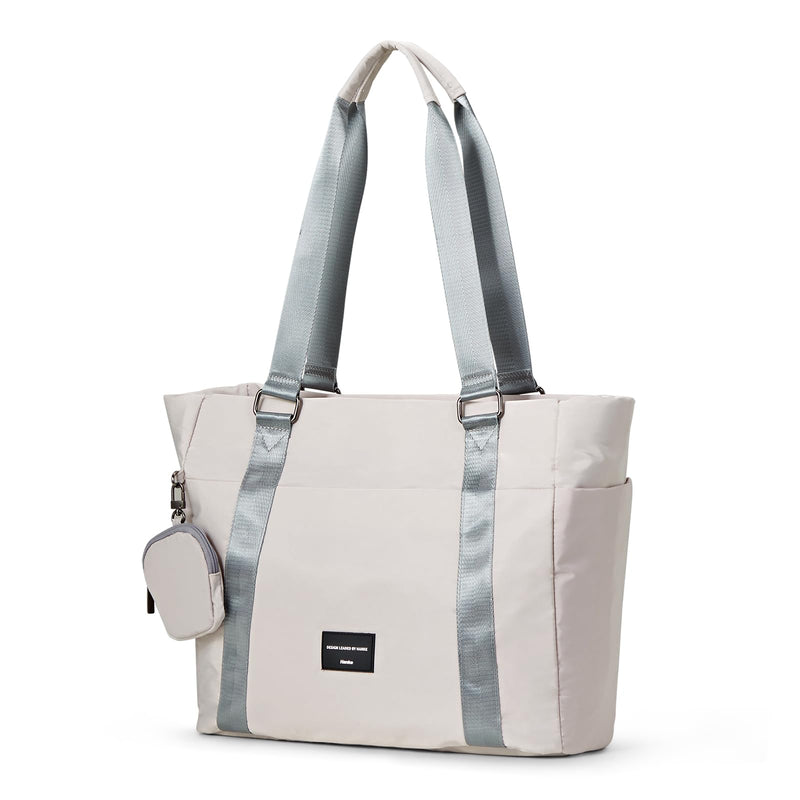 Hanke Laptop Tote - Lightweight Nylon Shoulder Bag for Work, Travel, Sports & Gym - Dune Grey