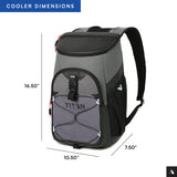 Titan by Arctic Zone Backpack Cooler, Insulated Soft Sided Bag with Leak Proof Lining and Padded Straps, for Lunch, Picnic, and Travel, 24 Can Capacity, Sharkskin Grey