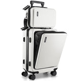 TRAVELARIM 20 Inch Carry On Luggage 22x14x9 Airline Approved, Carry On Suitcase with Wheels, Hard-shell Carry-on Luggage, Durable Luggage Carry On, White Small Suitcase with Cosmetic Carry On Bag