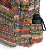 OPQRSTU Women Hippie Hand Bag Large Capacity Bohemian Bag Portable Tourist Fashion Backpacks (Green yellow)