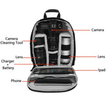 Lizbin Camera Backpack Professional Camera Bag for DSLR/SLR Mirrorless Camera, Photography Backpack Case for Women Men Photographers, Camera Case Compatible with Canon Nikon Sony Digital Lens (Grey)