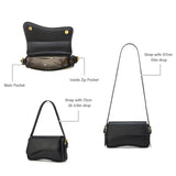 Shoulder Bag for Women Y2K Trendy Purse Vegan Leather Hobo Handbags Clutch Saddle Bag with 2 Removable Strap (black)