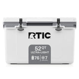 RTIC Ultra-Light 52 Quart Hard Cooler Insulated Portable Ice Chest Box for Beach, Drink, Camping, Picnic, Fishing, Boat, Barbecue, 30% Lighter Than Rotomolded Coolers, White & Grey