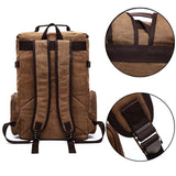 Jahomieo Vintage Canvas Backpack Casual Travel Rucksack 15.6inch Laptop Daypacks Hiking Camping Backpack