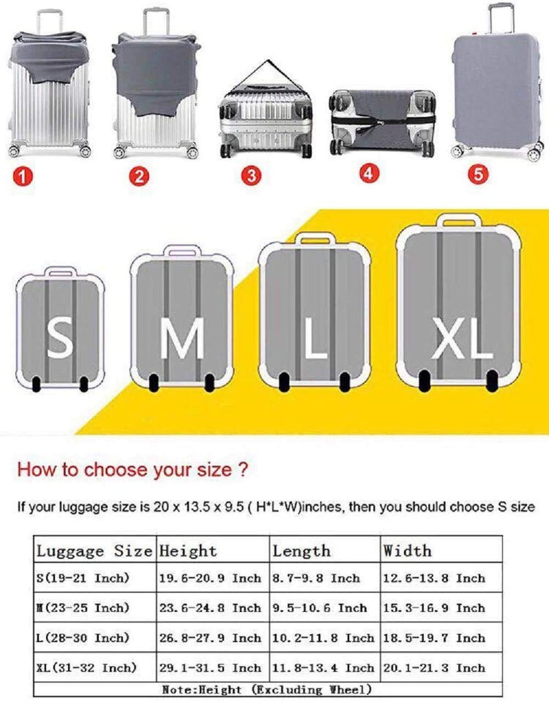 7-Mi Travel Luggage Cover Protector, Washable Suitcase Protector Anti-scratch Spandex Baggage Covers Fits 31-32 Inch Luggage