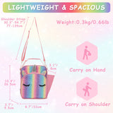VASCHY Unicorn Lunch Box Bag for Kids, Insulated Reusable Glittery Lunchbox for Girls with Detachable Shoulder Strap for School Sparkle Unicorn