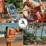 Business & Pleasure Co. Margaritaville Manana Backpack Beach Chair Lay Flat Reclining, Lightweight & Portable, Insulated Cooler Pocket, Strawberry Daiquiri Stripe