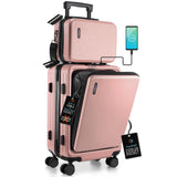 TRAVELARIM 20 Inch Carry On Luggage 22x14x9 Airline Approved, Carry On Suitcase with Wheels, Hard-shell Carry-on Luggage, Durable Luggage Carry-On, Pink Small Suitcase with Cosmetic Case