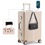 20 Inch Carry On Luggage Suitcase TSA Locks Approved Hardside Lightweight Suitcase With Cup Holder Carry-On Luggage With USB Port Zipperless Design Airline-Approved 360° 8 Double Spinner Wheels