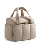 BAGSMART Toiletry Bag for Women with Dual-Padded Handles, Puffy Lightweight Makeup Bag for Makeup Accessories, Brushes Set, Travel-Sized Container, Camel