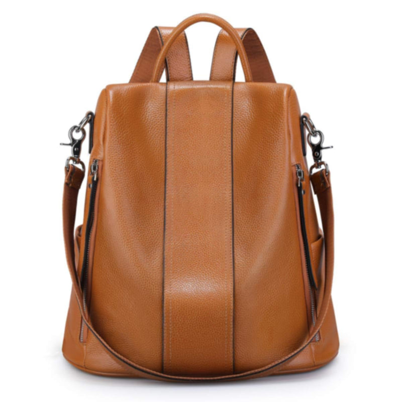 S-ZONE Medium Leather Backpack Purses for Women Antitheft Rucksack Shoulder Bag