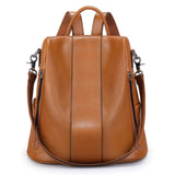 S-ZONE Medium Leather Backpack Purses for Women Antitheft Rucksack Shoulder Bag