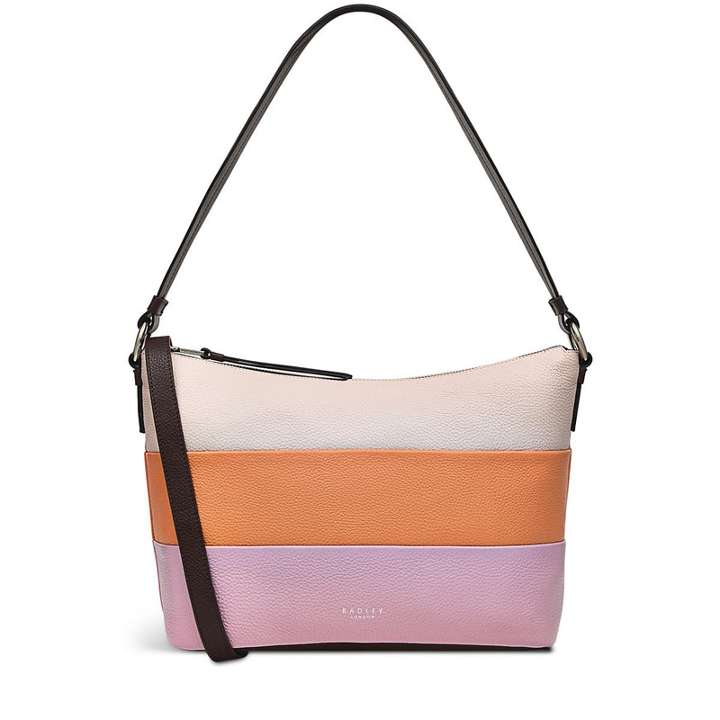 RADLEY London Lyme Terrace Stripe Women’s Medium Leather Shoulder Bag, Clay Pink