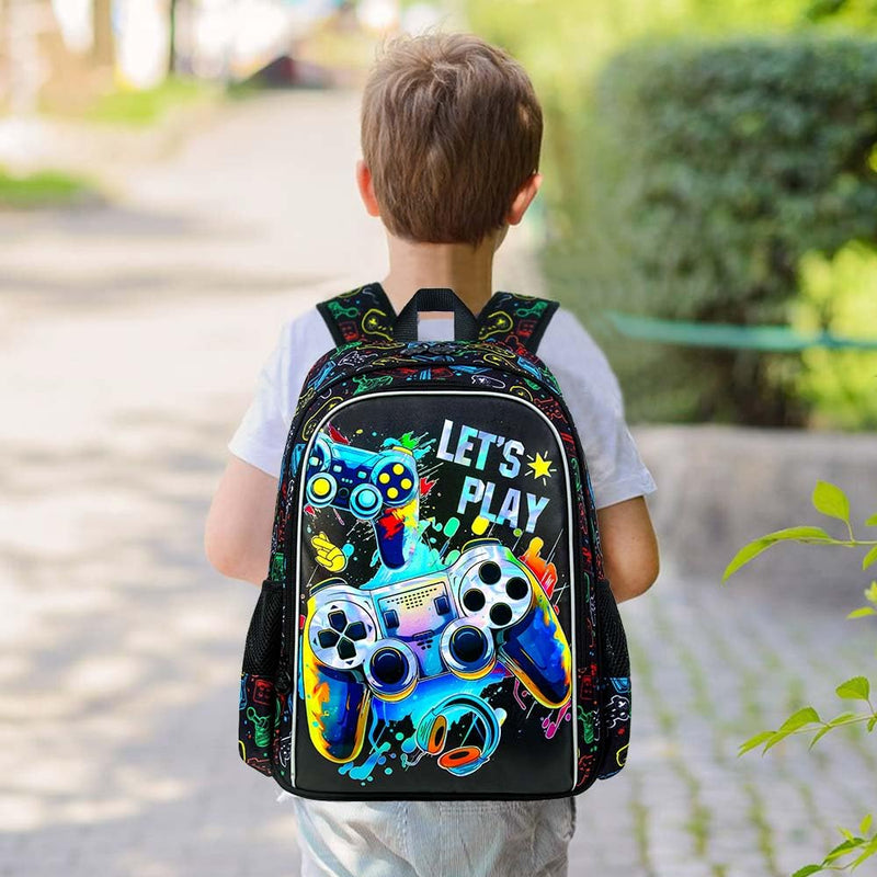 UFNDC 5PCS Kids Luggage for Boys, Game Rolling Suitcase with Wheels, Travel Carry-On for Children Toddler Elementary
