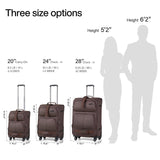 Hanke 3 Piece luggage Sets Softside Expandable luggage with Spinner Wheels TSA Lock,Travel Lightweight Luggage Sets,Coffee