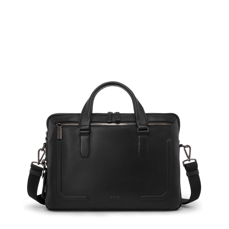 TUMI Men's Sycamore Slim Briefcase, Black Bombe, One Size