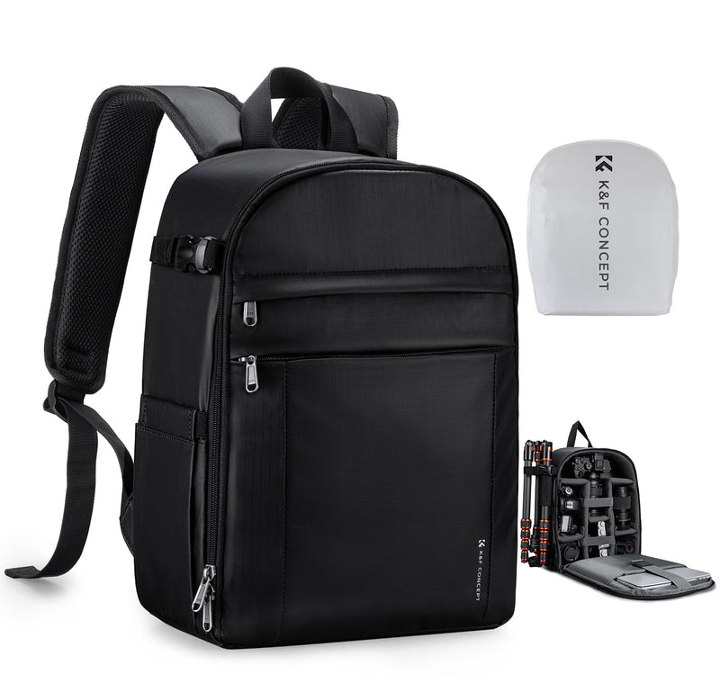 K&F CONCEPT Camera Bag Backpack, Professional DSLR/SLR/Mirrorless Camera Backpack, Photography Camera Case with Tripod Holder & Rain Cover Compatible with Canon/Sony/Nikon/FUJIFILM