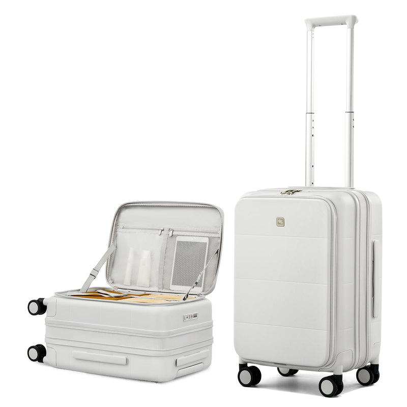 Hanke Hardside Expandable Carry On Luggage, 20 Inch Top Opening Trunk Luggages with Spinner Wheels, All-PC Hard Shell Carry-On Suitcase, Lightweight & TSA Airline Approved (Smoke White, 46L)