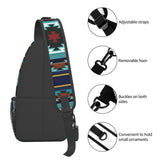 QISENTIS Southwest Native American Tribal Sling Bag for Women Crossbody Bag Aztec Turquoise Striped Geometry Print Sling Backpack for Men Navajo Design Shoulder Bag Gym Sports Travel Hiking Daypack