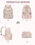 VASCHY Corduroy Backpack for Girls, Lightweight School Bag for Elementary, Middle & High School, Teen Bookbag, Women’s Casual Travel Daypack Strawberry